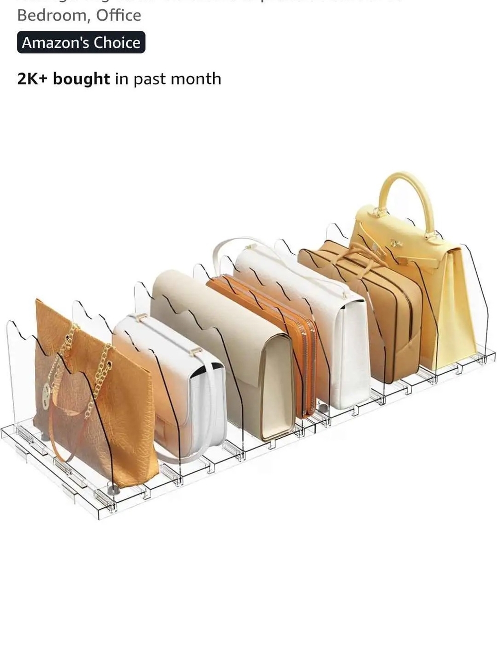 Clear Acrylic Purse Organizer Rack – Transparent Handbag Storage (Clear)